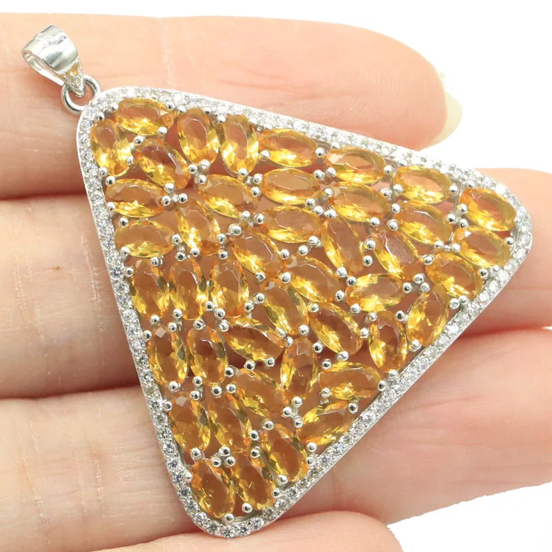 

Buy 5 Get 1 Free 42x38mm 6.5g Real 925 Solid Sterling Silver Pendant Big Trangle Golden Citrine Aquamarine Violet Tanzanite CZ