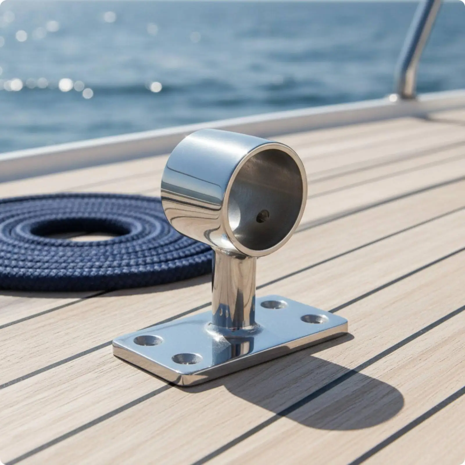 Handrail Bracket with Rectangular Base Stainless Steel 316 Grade Handrail Bracket Polished Rail Fitting fit Yacht Builders, Boat