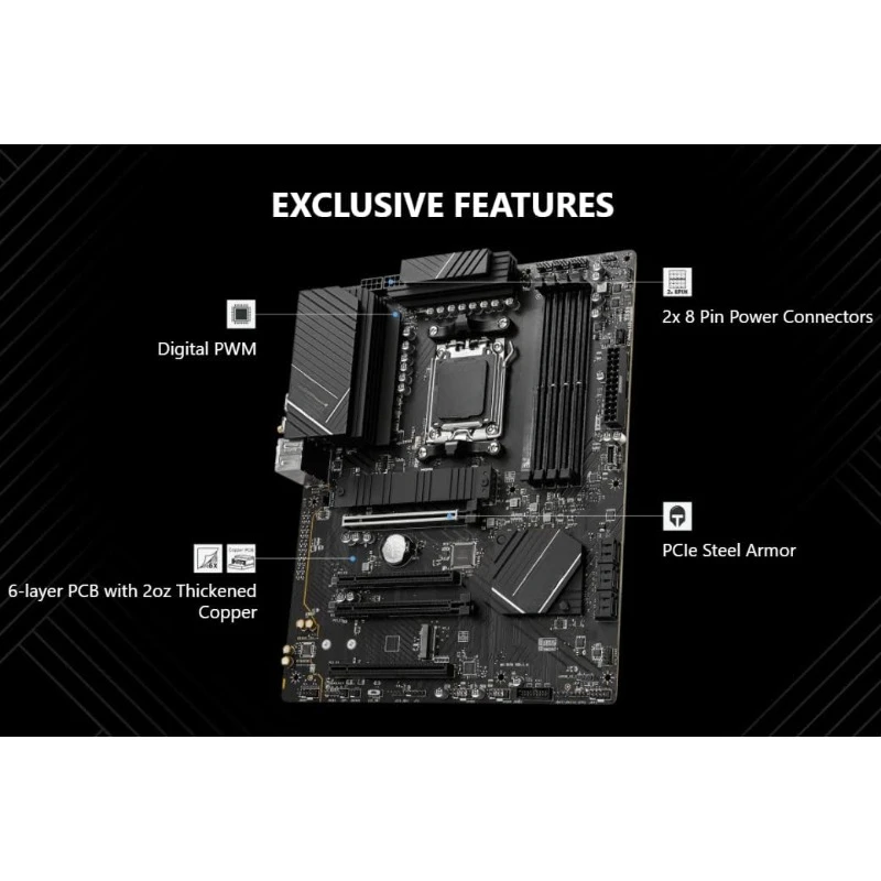 8-Core 16-Thread AM5 5.4 GHz Unlocked Desktop Processor Combo with MSI PRO B650-P WiFi ProSeries Motherboard