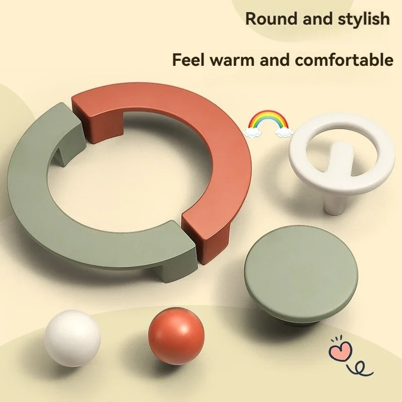 Simplest Cream Style Children Cabinet Handles - No Sharp Edges Zinc Alloy Pulls,Cute Colorful Drawer Knobs for Kids Wardrobe