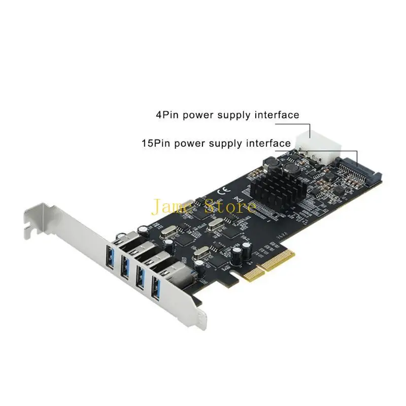 LX0B 4 Port USB PCIe Expansion Card with Independent 5Gbps Channel for PC