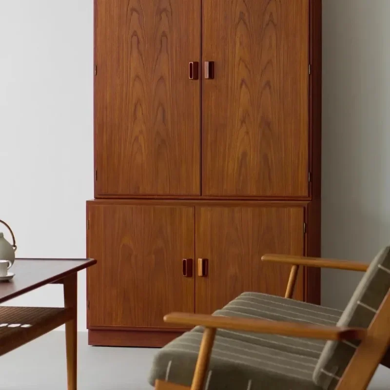 Medieval bookcase Solid wood storage cabinet Living room wall locker Vintage combination cabinet Cabinet