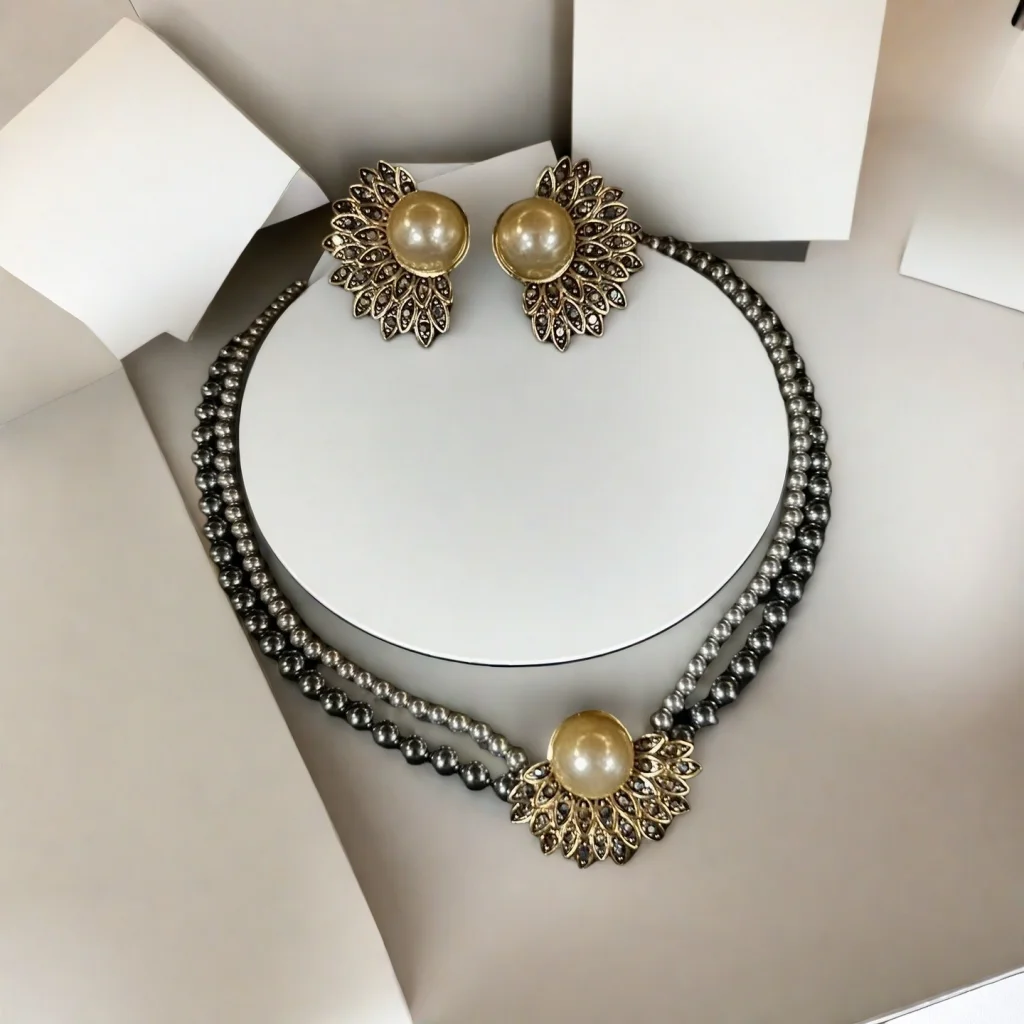 LIR 2025 مجموعة مجوهرات عباد الشمس الرجعية الجديدة: قلادة وأقراط نسائية، تعزز سحر ناضج، طراز عتيق عصري #4