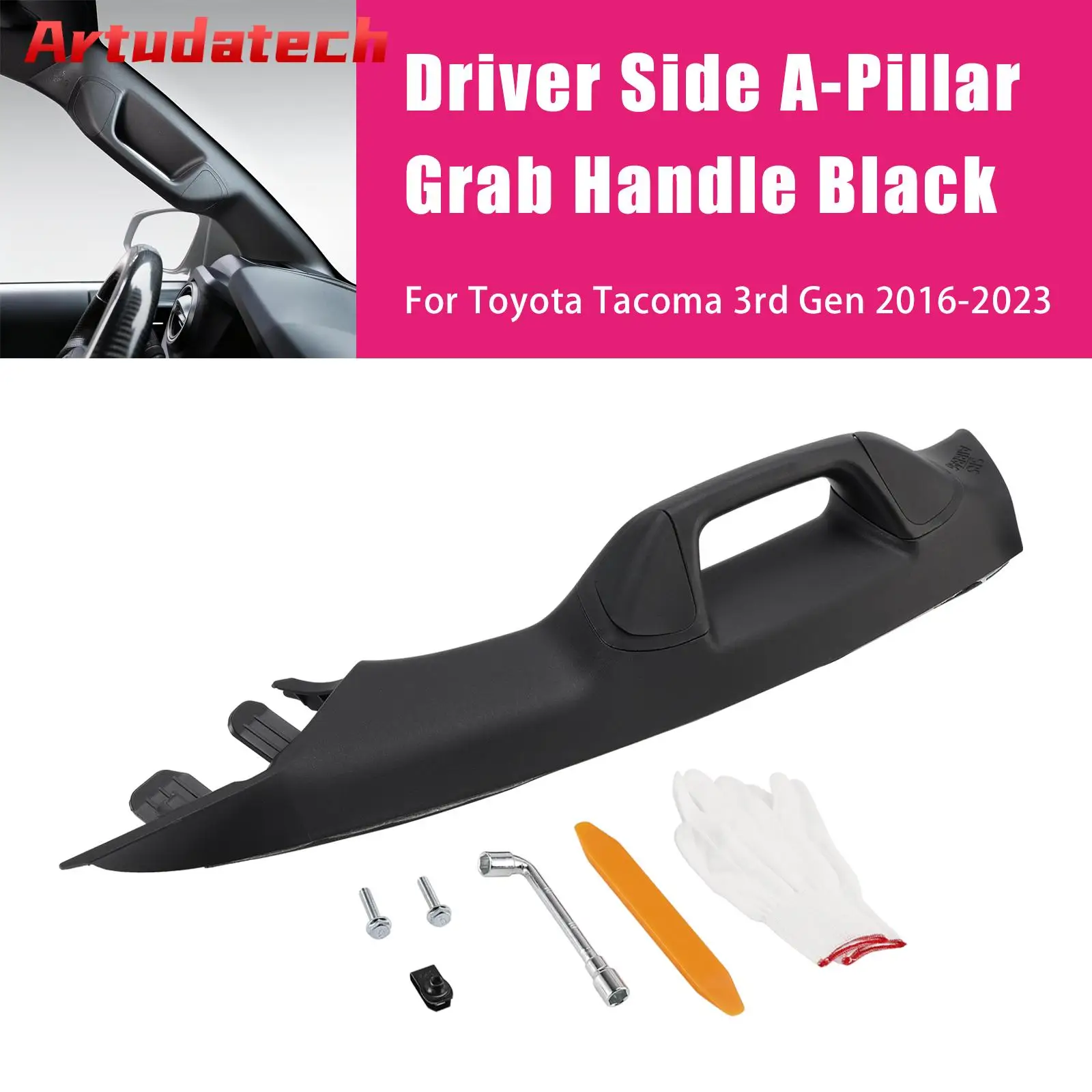 

Artudatech Driver Side A-Pillar Grab Handle Black For Toyota Tacoma 3rd Gen 2016 2017 2018 2019 2020 2021 2022 2023