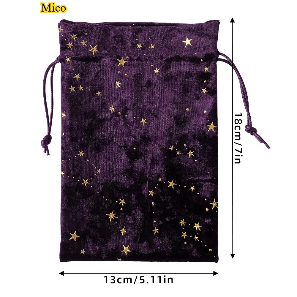 

Star Printed Velvet Tarot Pouch Oracle Cards Storage Bag Multiuse Pouch for Rune Dice Crystal Jewelry Home Storage