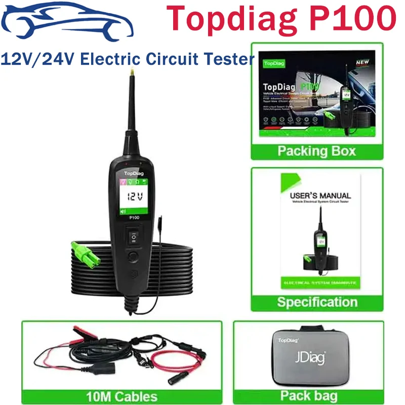 TopDiag P100 Electric Circuit Tester Power Scan OBD2 Battery Tester OBD Car Diagnostic Auto Repair Tools P100 pro P50 M100 PS100