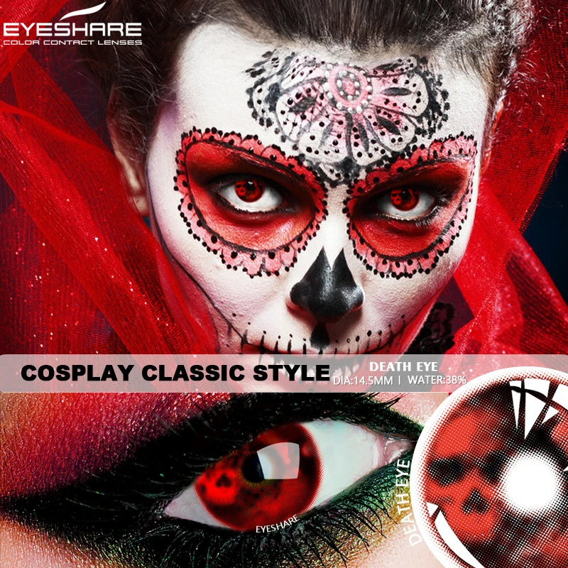 EYESHARE 2pcs Cosplay Colored Contact Lenses Anime Contact Lenses Blue Eye Lenses Yearly Crazy Halloween Makeup Colorful Lens