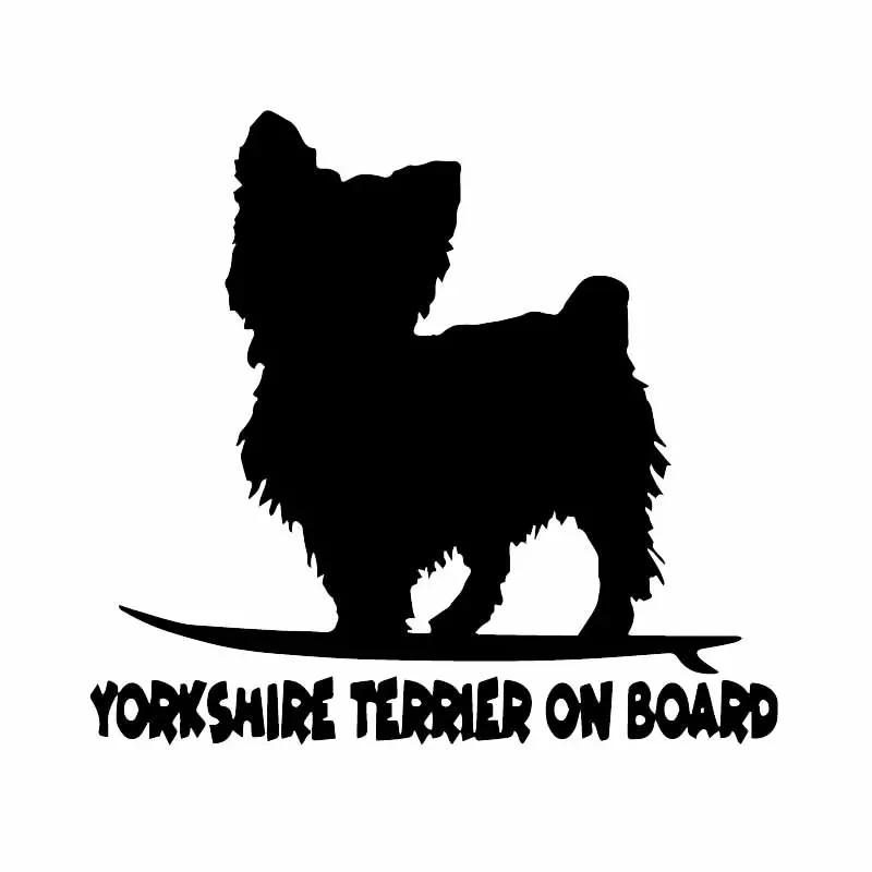 Yorkshire Terrier on Board Funny Dog Decal Vinyl Car Sticker Window Waterproof Accessories Black/Silver/white,15cm*14cm