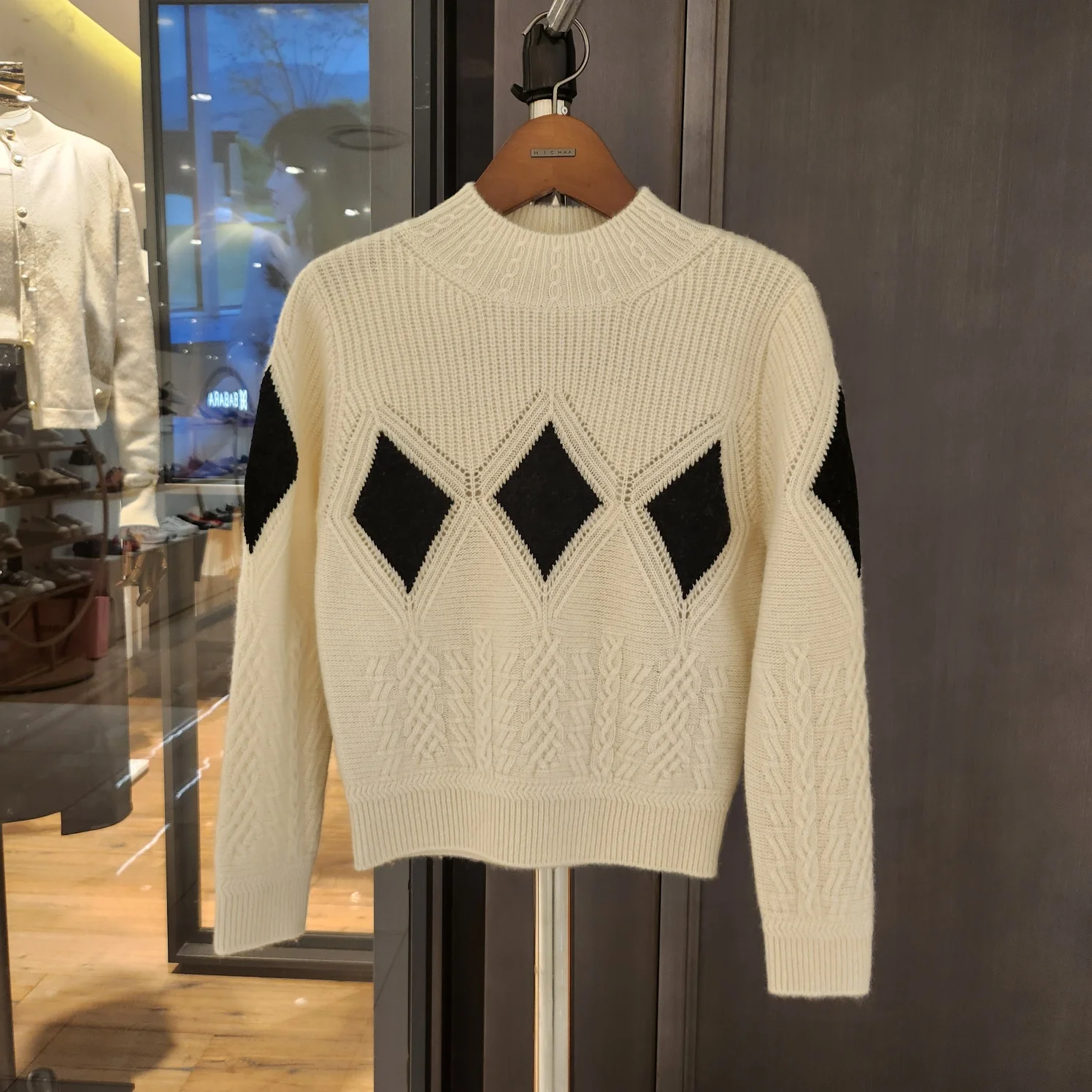 

Корейский американский зимний шерстяной свитер с бриллиантовым узором, ретро, с круглым вырезом, женский, теплый, с длинными рукавами, стандартный крой, для девушек