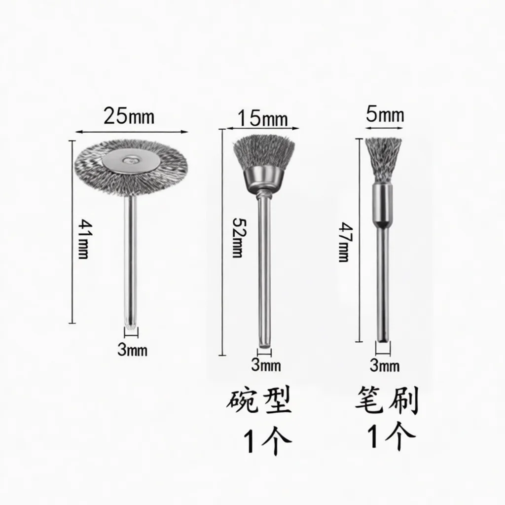 Rotary Tool Dremel Accessory Wire Brush Set Brass Stainless Steel Wheel Head For Precision Metal Cleaning Rust Removal