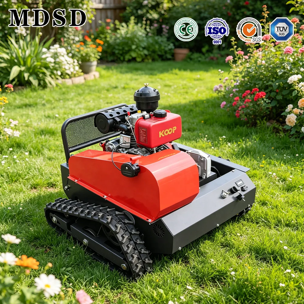 Mini Remote Control Crawler Lawn Mower With Anti-Slip Rubber Tracks Slope Operation Lawn Mower For Orchard Engineering Road Gree