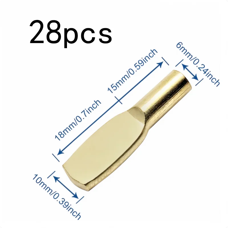 28 pcs 6mm Bookcase Shelf Clips for Furniture Hardware, Sturdy Iron Core, 5mm Standard Peg Size, also fits Cabinet Shelving