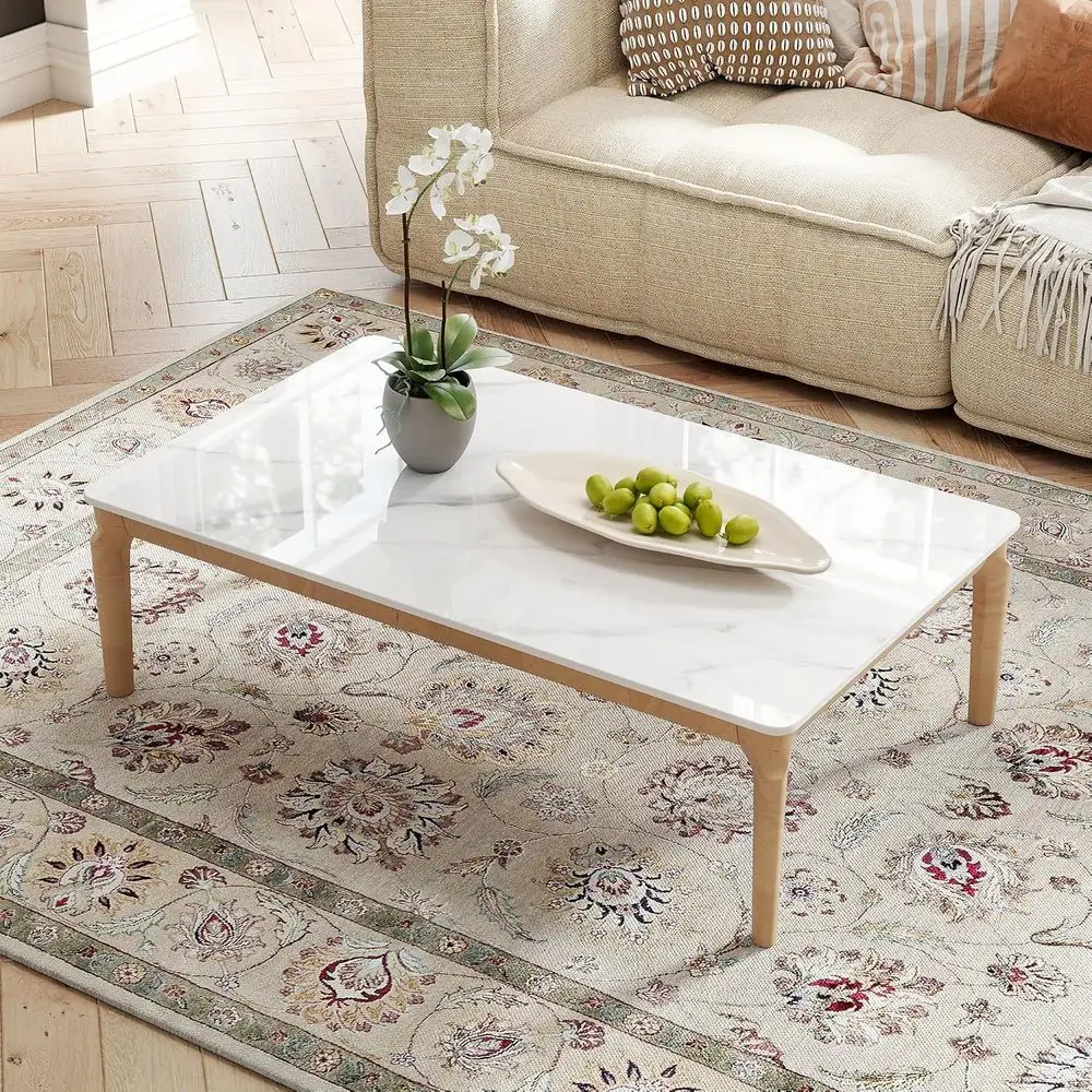 RecTable Top,47.2 ”x 23.6 ” White Sintered Stone Tabletop, DIY Replacemenver Marble Desktop, Scratch & Wear Resistant, Easy to C