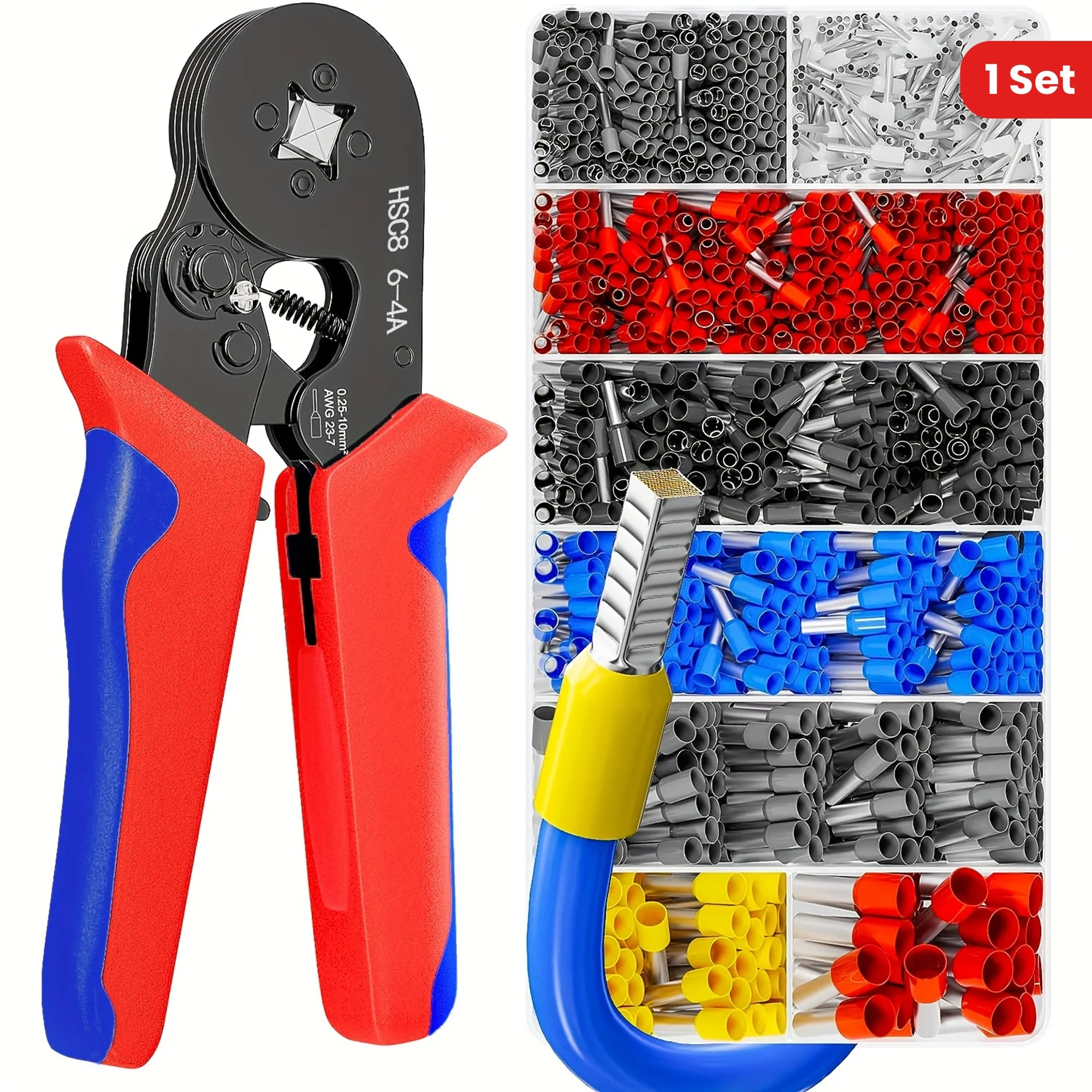 1 Set Ferrule Crimping Tool Kit, Tubular Clamp Crimping Pliers Electrical Terminals f