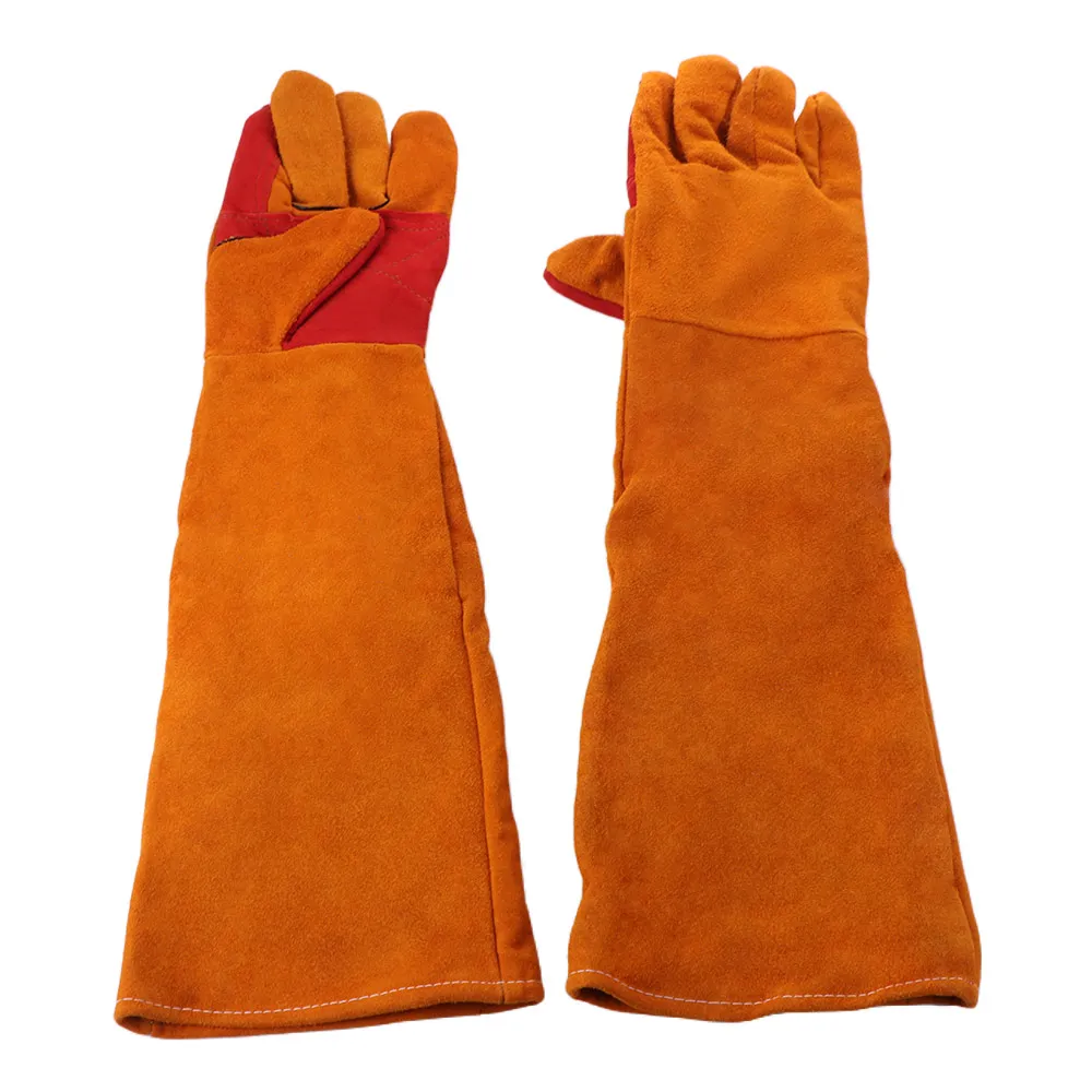 Comfortable Work Safety Gloves Flexible Full Finger Leather Working Gloves Durable Hand Insulation Long Sleeves Barbecue Gloves