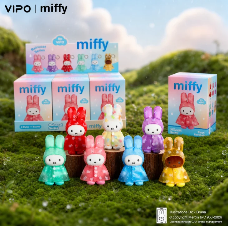 Genuine VIPO Miffy Raincoat Series Plush Keychain Blind Box Cute Kawaii Rabbit Stuffed Doll Backpack Pendant Birthday Gifts