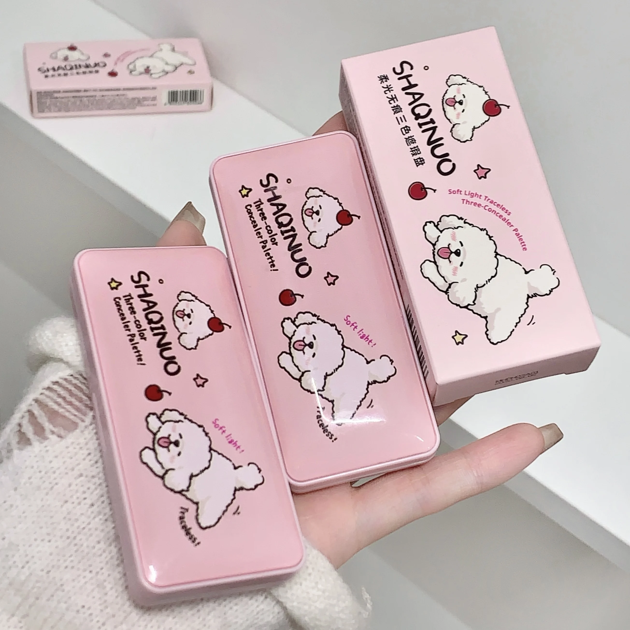 พาเลทคอนซีลเลอร์ 3 สี SHAQINUO สีแซลมอน กันน้ำ ติดทนนาน ปกปิดรอยคล้ำใต้ตา รอยสิว รูขุมขน ปรับสีผิวให้กระจ่างใส