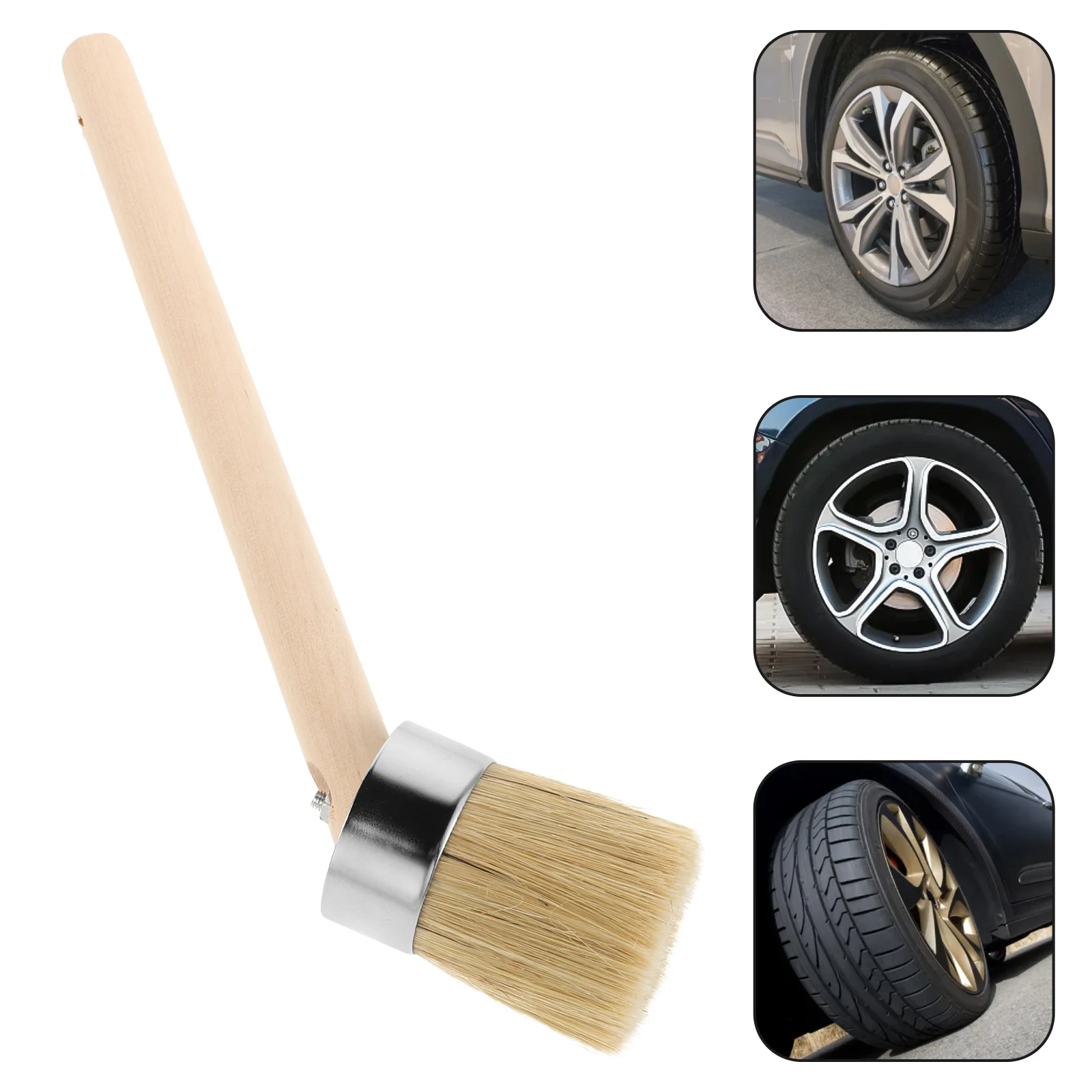 

Curved Tire Brush Applicator Tool For Lubricant Paste Car Rim Cleaning Auto Maintenance Angled Handle Wheel Detailing Sturdy