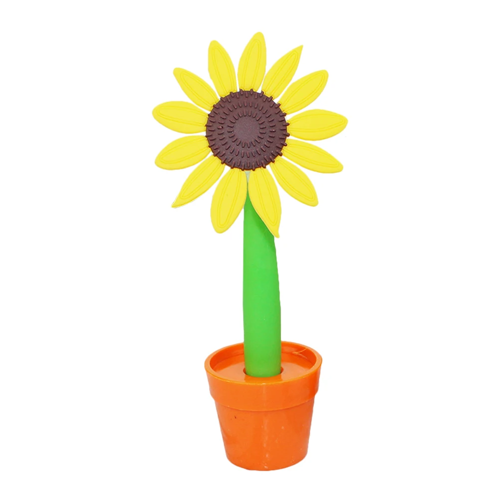 

Sunflower Ballpoint Creative Potted Plant Shape Soft Touch Smooth Writing Gel Ink Unique Decorative Office Novelty Stationery