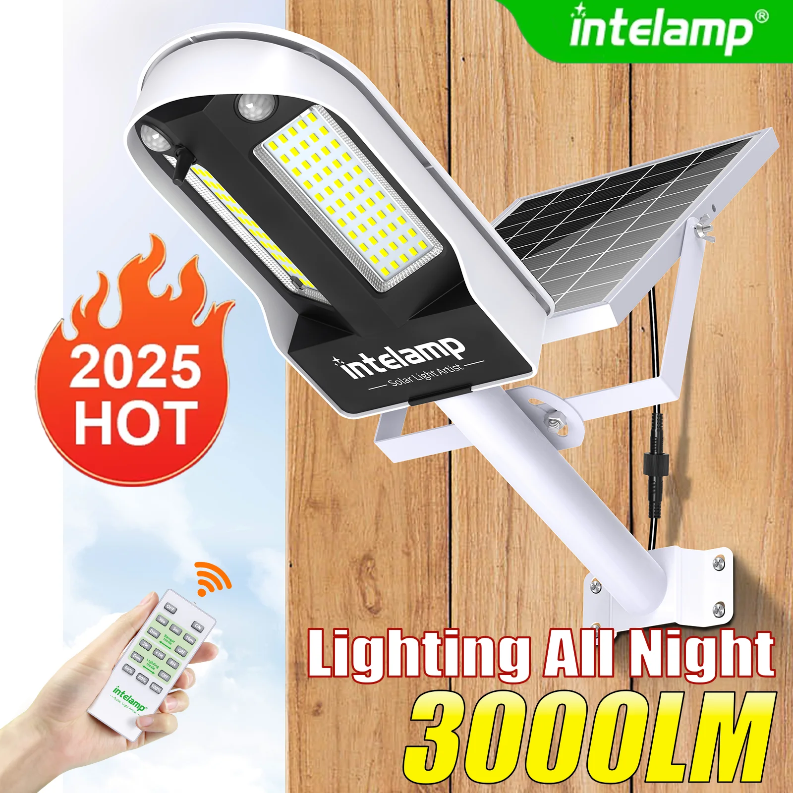 

3000LM Solar Light for Outdoor Solar Lamp Sunlight Motion Sensor Light Remote Control Waterproof Garden Street Wall Yard Lamp