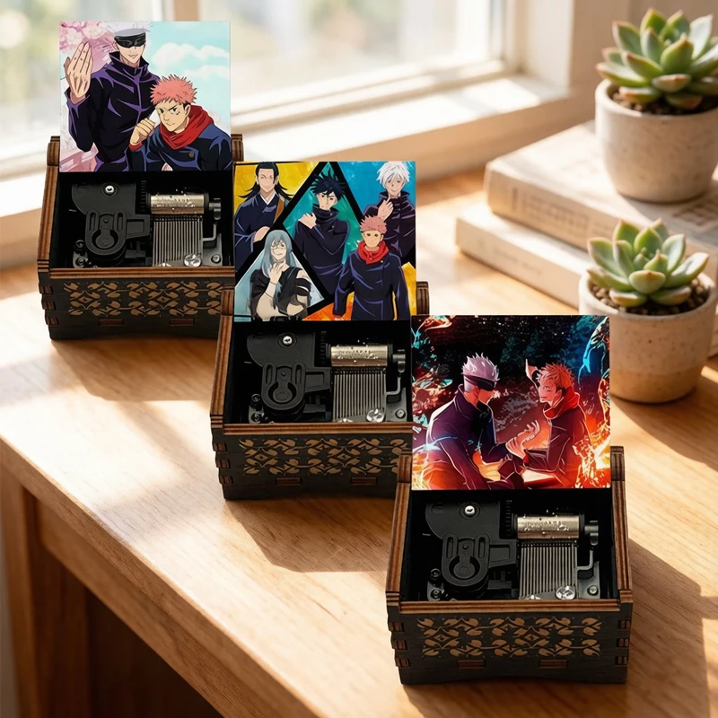 Anime Jujutsu Wooden Music Box Kaikai Kitan Song Wind Up Kaisen Fans Cosplay Friends Birthday New Year Christmas Ornaments
