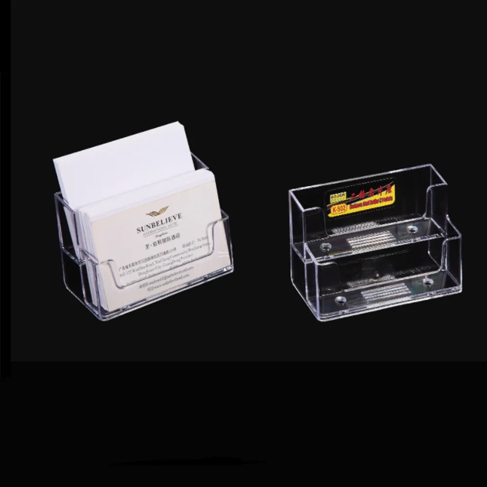 Clear acrylic Plastic Desktop Business Card Holders Display Stands Transparent Card Case Box School Office Supplies