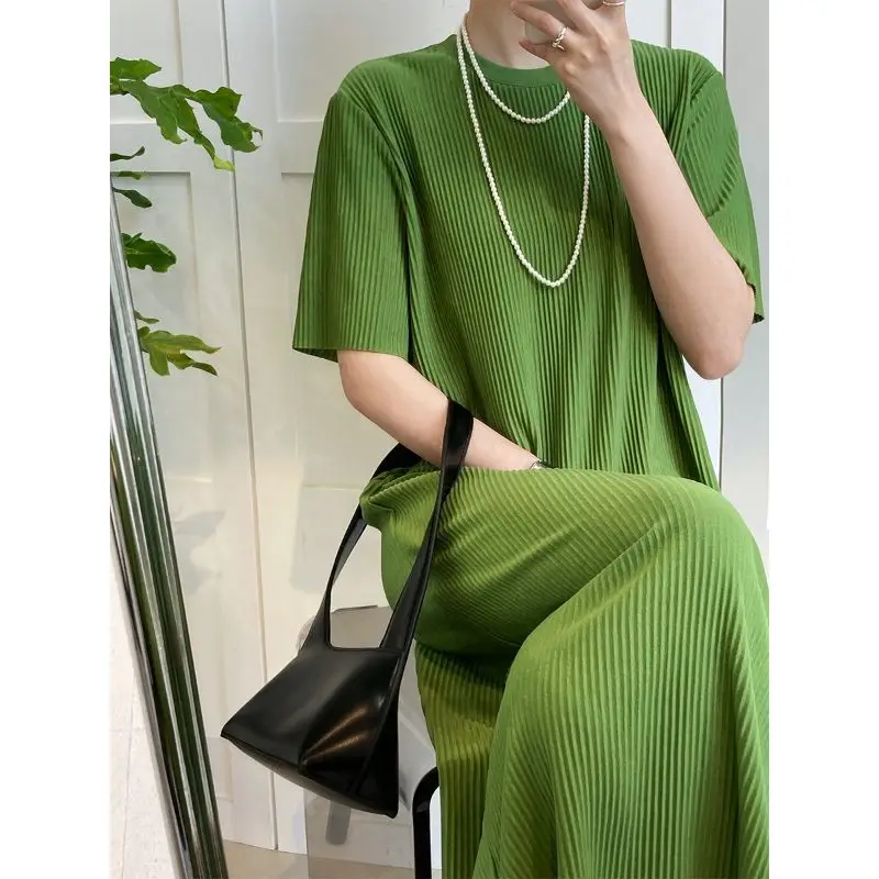 

Summer Long T Shirt Solid Color Dresses Women Streetwear Crew Neck Casual Loose Top Fashion Short Sleeve Basic Robe Vestidos C01