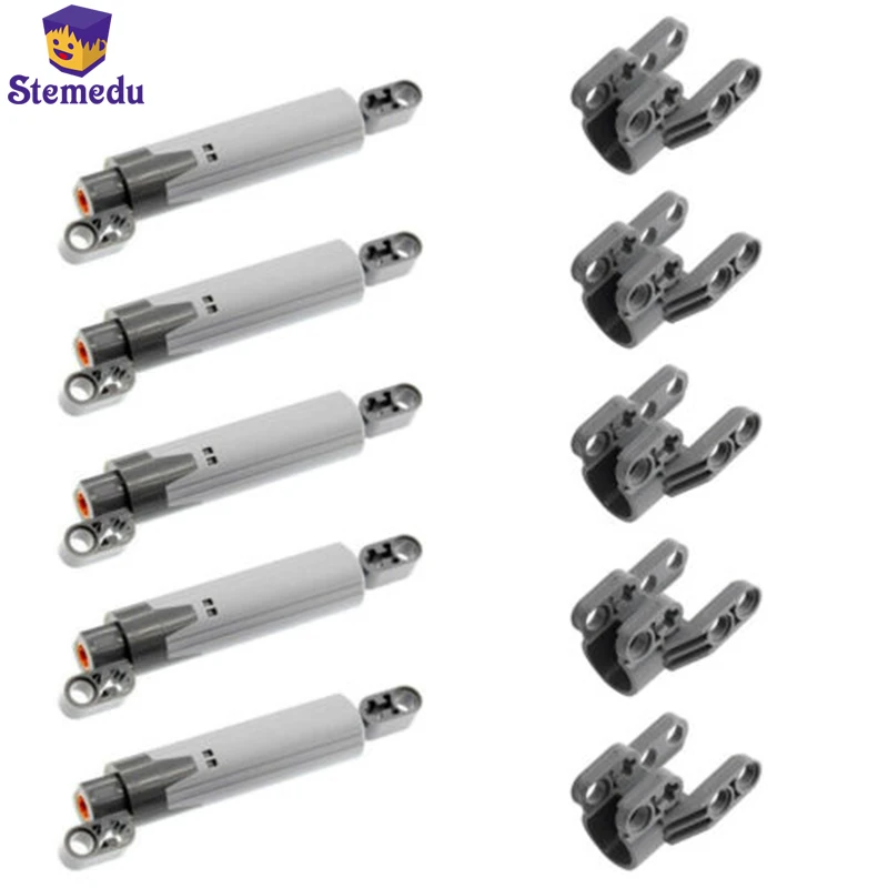 5PCS Pneumatic Functions Part Linear Actuator Posion Cylinder Large Push Rod for 61904 Compatible with All Brand Blocks Parts