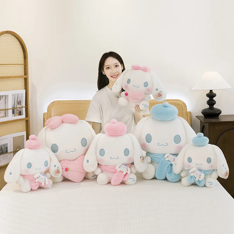 55 cm Kawaii Sanrio Plüschtier Cinnamoroll Stoffpuppe mit Hut Herz Große weiche Babypuppe Kindergeburtstag Weihnachtsgeschenk Perfekt