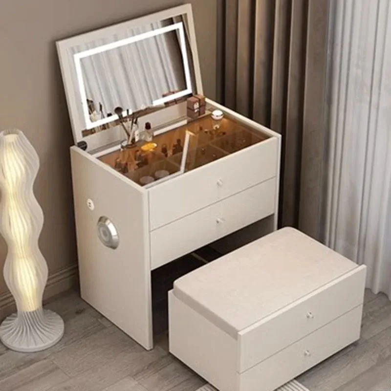 Small Design Affordable Dressing Table Cabinet Chair Girl Makeup Lights Dressing Table White Texture Kaptafe Dresser Furnitur