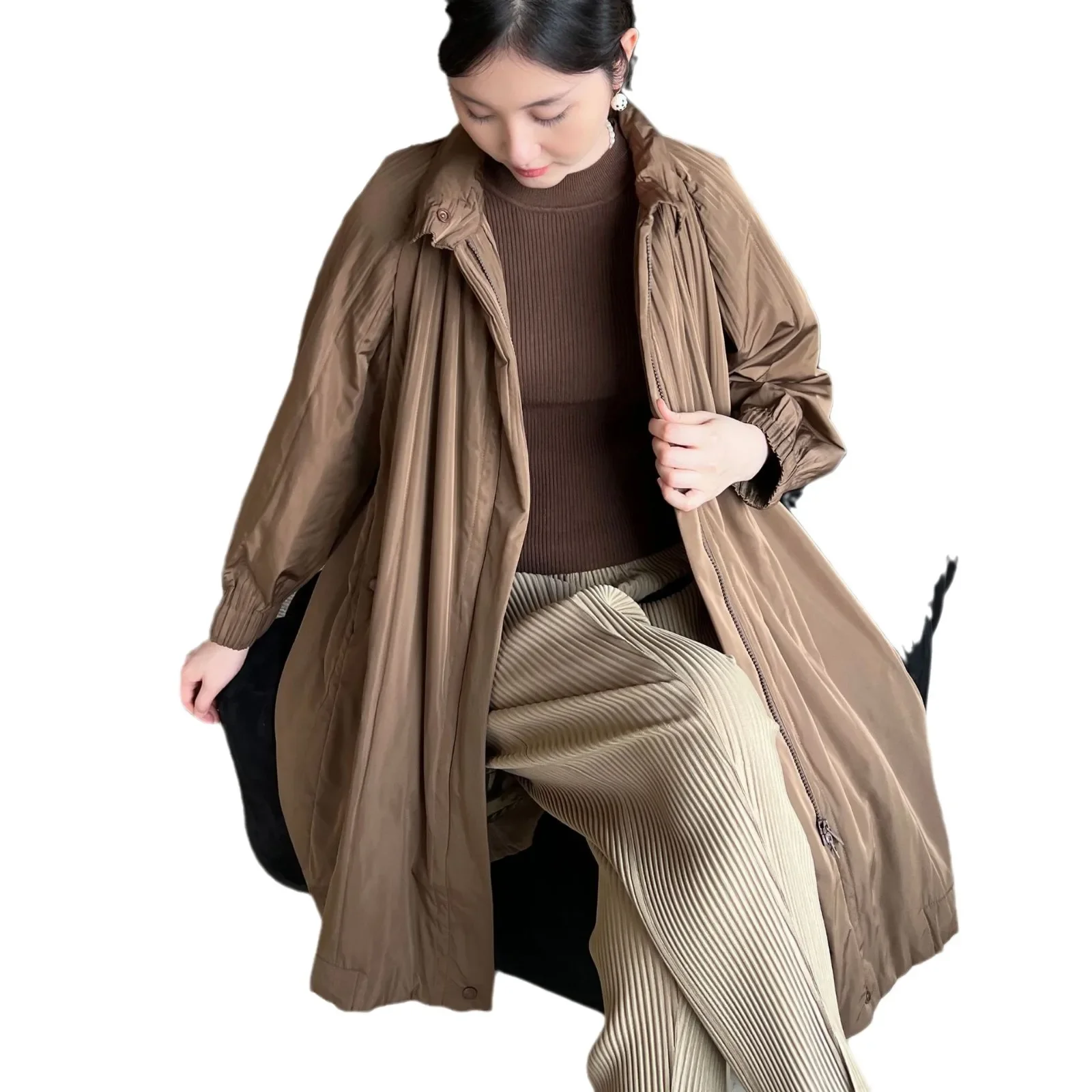 Pleats Pleated Cotton Coat Autumn and Winter New High-end Commuter Korean Lazy Wind Loose Casual Vest Cotton Coat Women Clothing