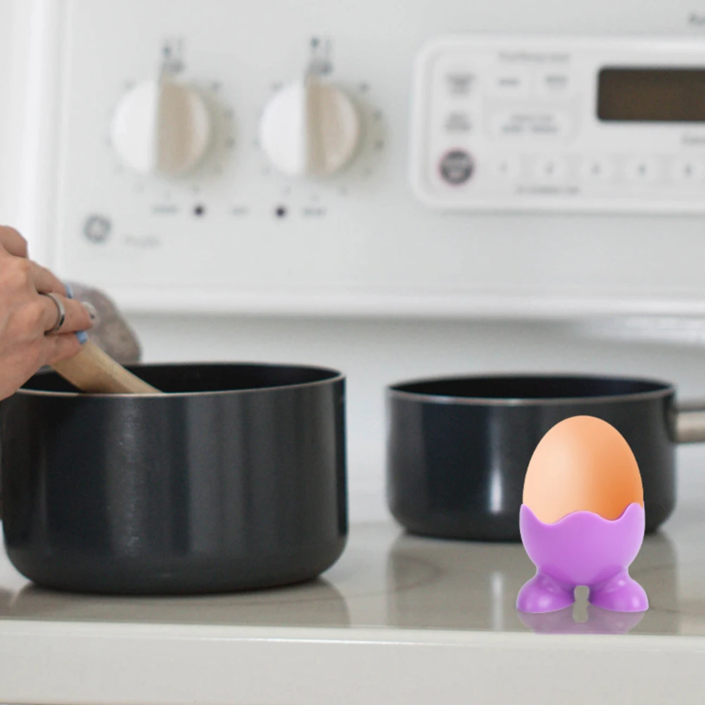 

6 Pcs Tray Egg Boiler Cup Holders Eggs Micro-wave -grade Silicone Steamer Cups Violet Boiled Baby