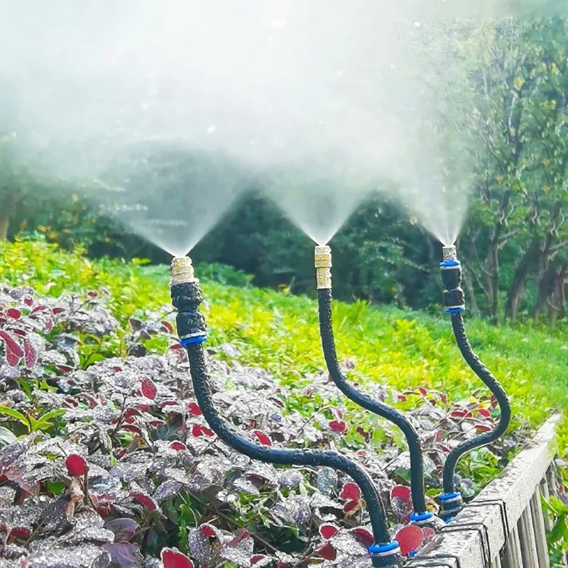 Garden Irrigation Atomization Sprinkler Automatic Watering Kits 5m 10m Rotating Copper Nozzle Balcony Rainforest Spray Cooling