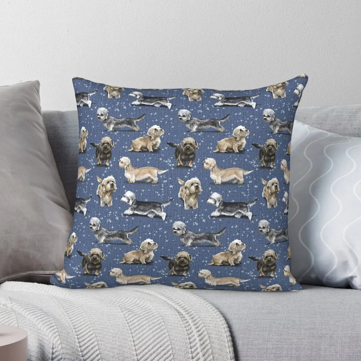 The Dandie Dinmont Terrier Square Pillowcase Polyester Linen Velvet Pattern Zip Decor Home Cushion Cover Wholesale 45x45