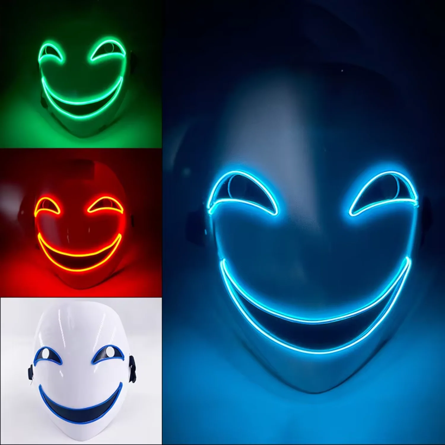 Neon Led Party Supplies Glow Scary Emote Light Up LED Mask Cosplay Party Wire Led Mask