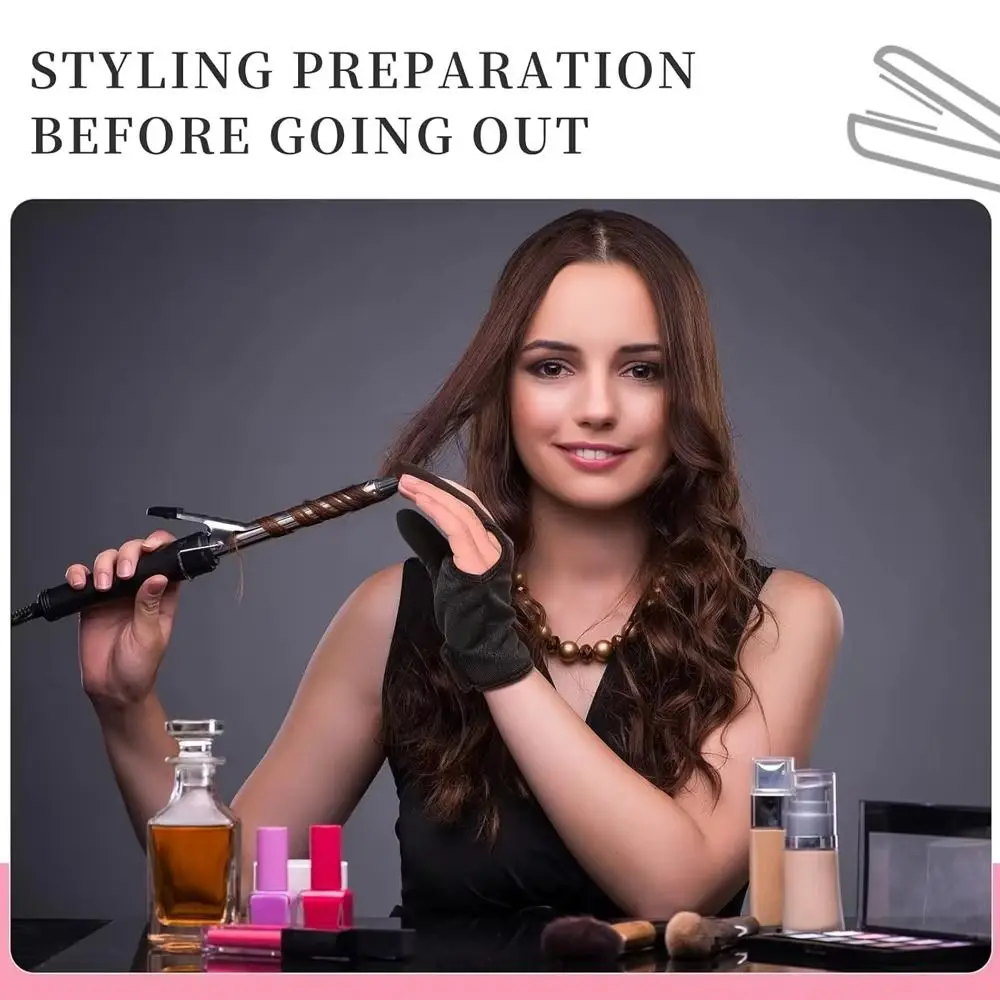 New 3 Finger Heat Resistant Gloves Reusable Black Curling Wand Glove Perming Gloves