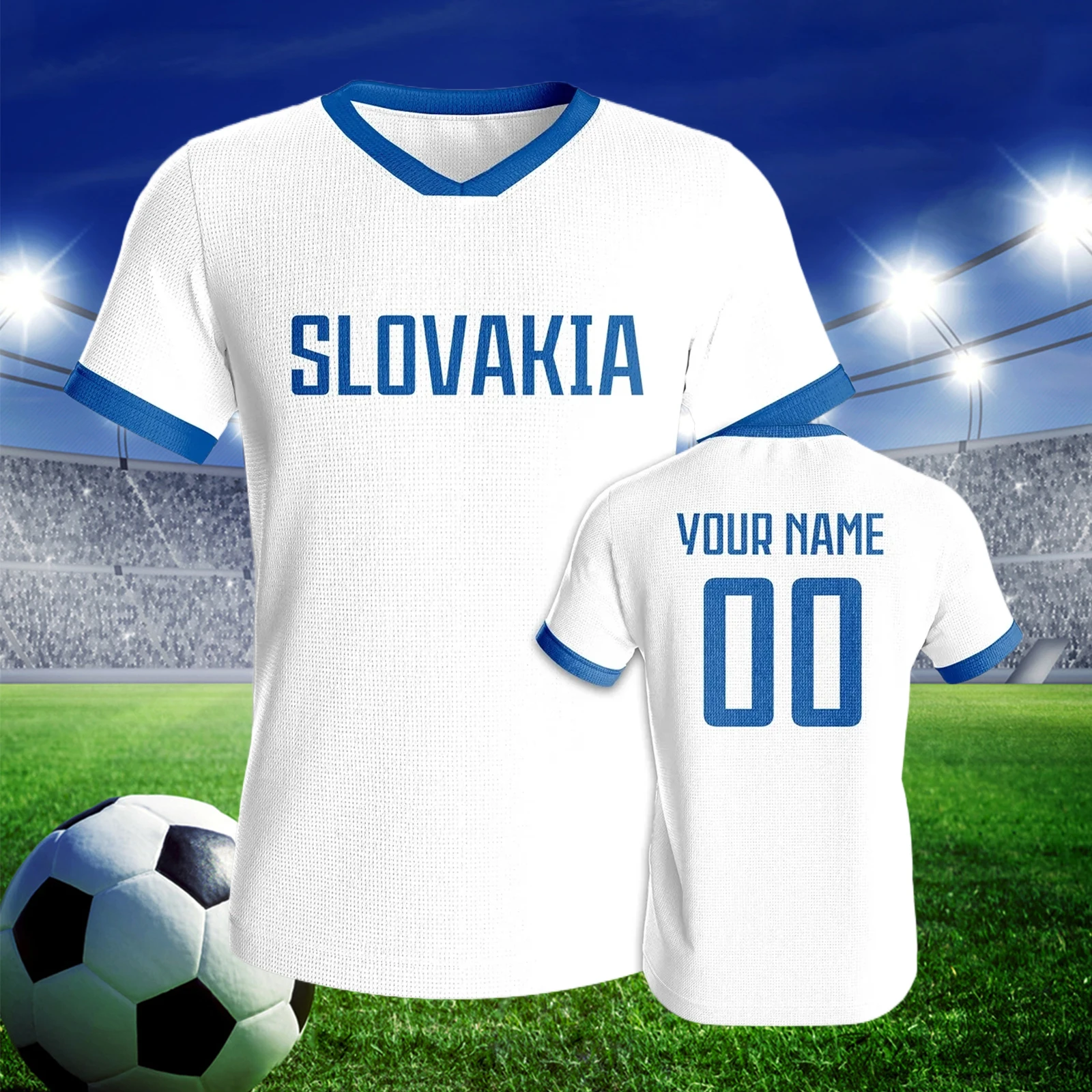 Personalized Slovakia Football Jersey Customized  Name Number Soccer Team Training Uniform Athletic Shirt for Youth Adults Fans