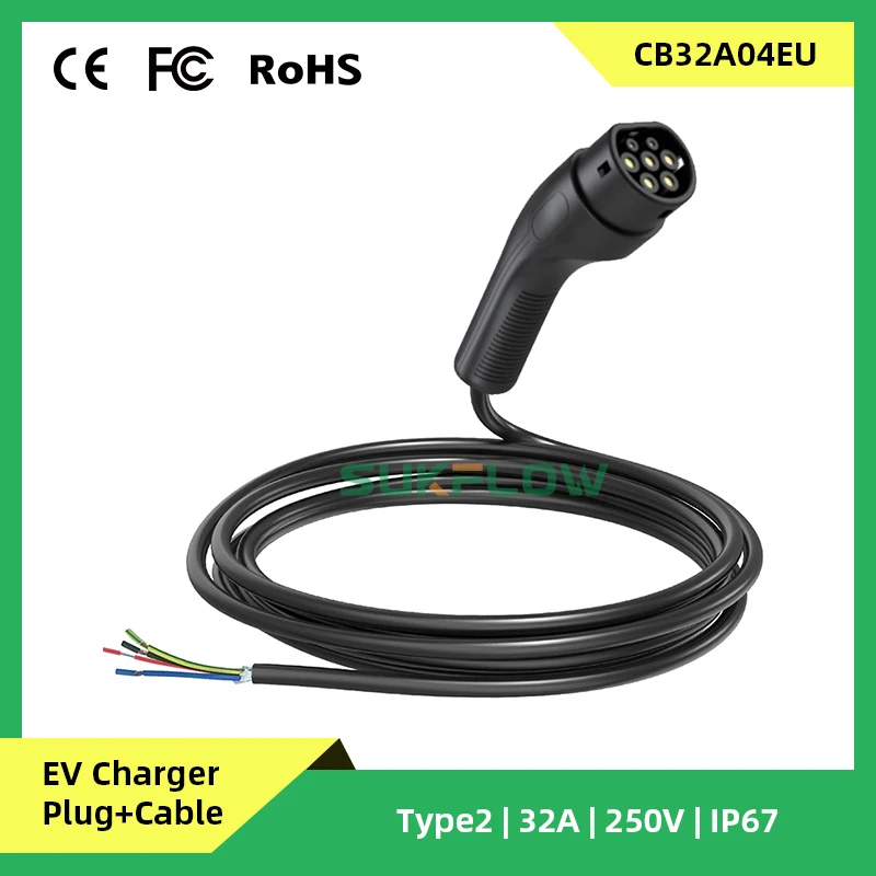 EV Charger 32A 7.0KW IEC62196 EV Charging Cable Type 2 Female to Open Wire for Electric Vehicle Charger Station