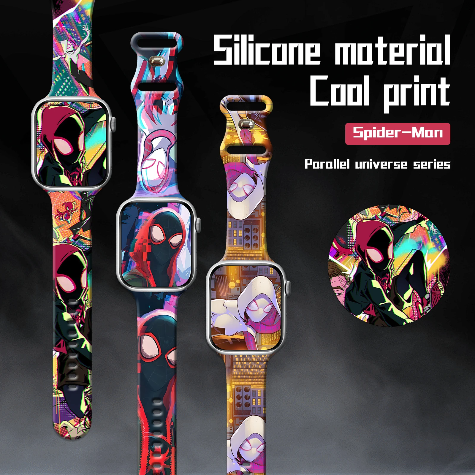 

Spider Man Print Strap for iWatch 11 10 9 8 Silicone Band Replaceable Bracelet for Apple Watch 46mm 42mm 41mm 38mm Watchband