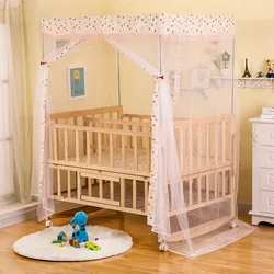 Twins Crib With Mosquito Net, Double Baby Wooden Cot Can Joint Adult Bed