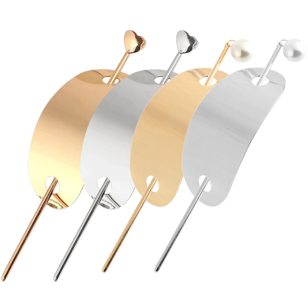 

4Pcs Alloy Electroplated Hairpins Gold Hair Accessories Vintage Metal Pins Bun Clips for Women Thick Hair Stylish Easy DIY