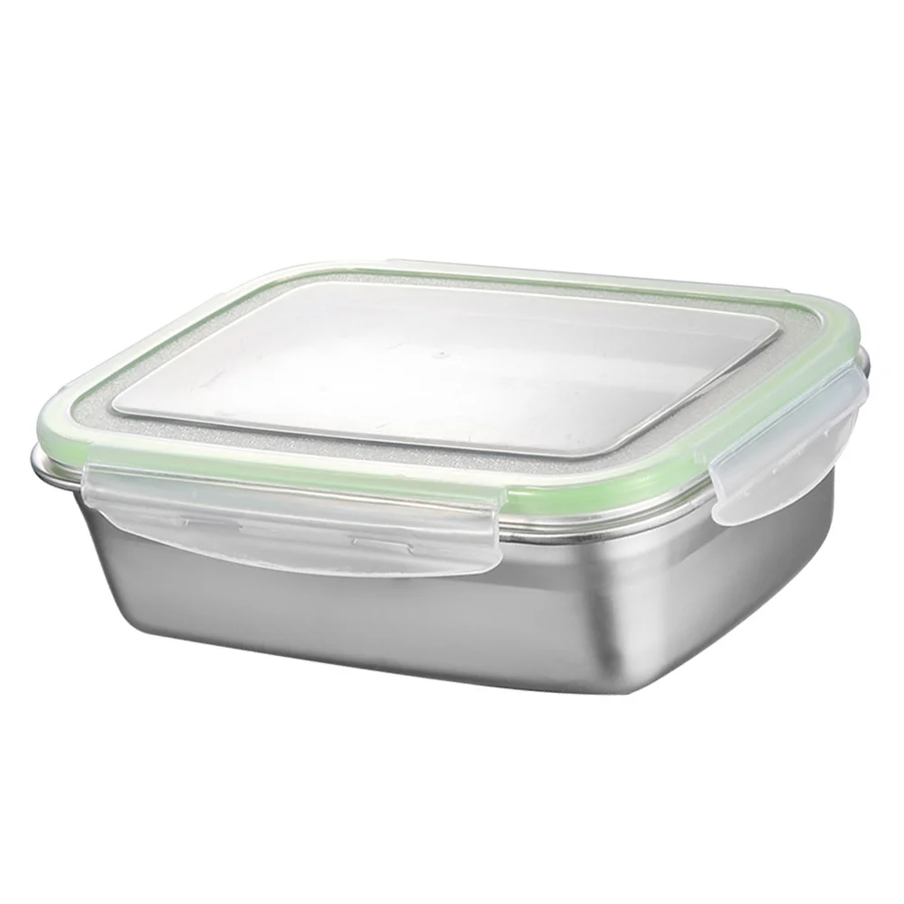 

850Ml Stainless Steel Lunch Box Green Insulated Food Container with Sealing Lid for Office Home Camping Soup Storage Bowl