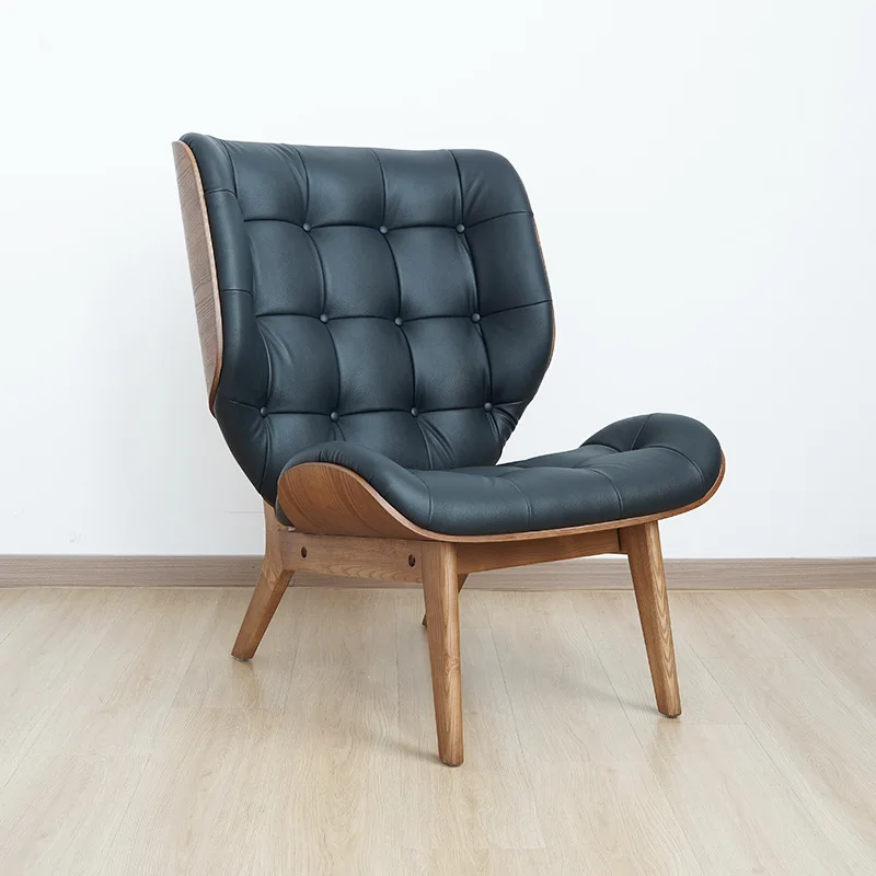 Solid wood lounge chair luxury living room armchair high back fabric lounge chair living room office lounge chair