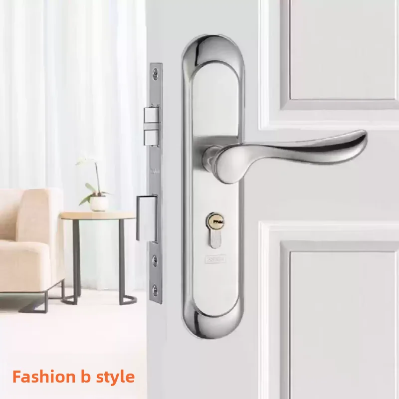 

Бесшумный дверной замок из нержавеющей стали с внутренней ручкой-рычагом для спальни и ванной комнаты, нажимного типа, подходит для дверей из массива дерева