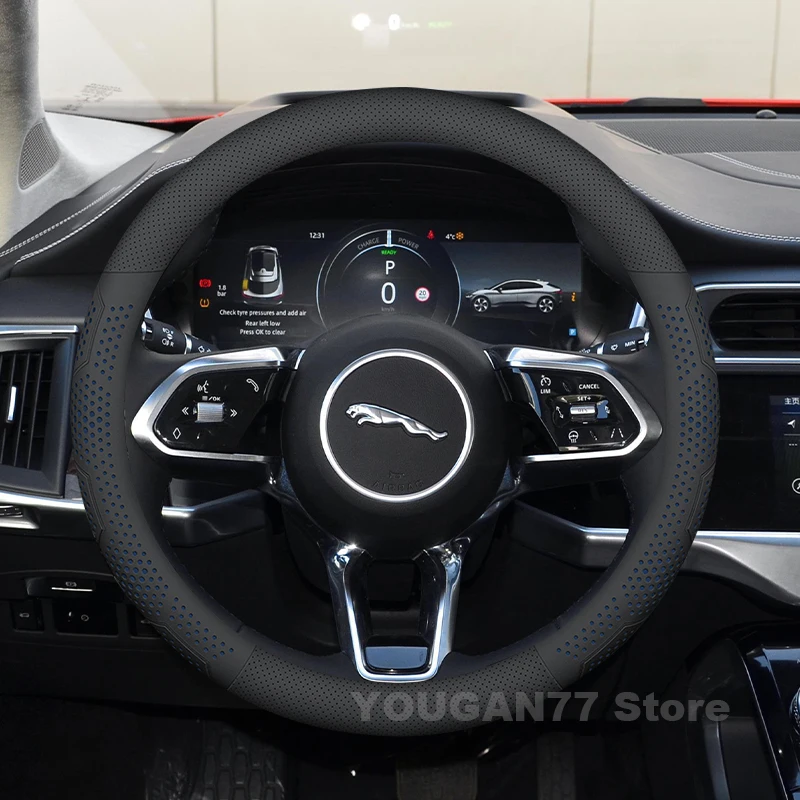 

Leather Car Steering Wheel Cover For Jaguar I-PACE i pace XF XJ 2017-2023 Non-slip Auto Steering Wheel Jaguar i pace Accessories