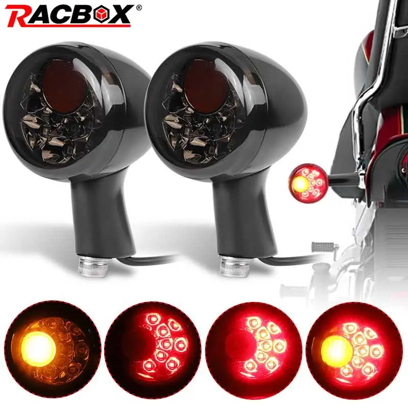 Motorcycle Rear Turn Signals Smoked Short Handle Aluminum LED Brake Lights Rear Running Lamp For Sportster XL883 XL1200 1992-up