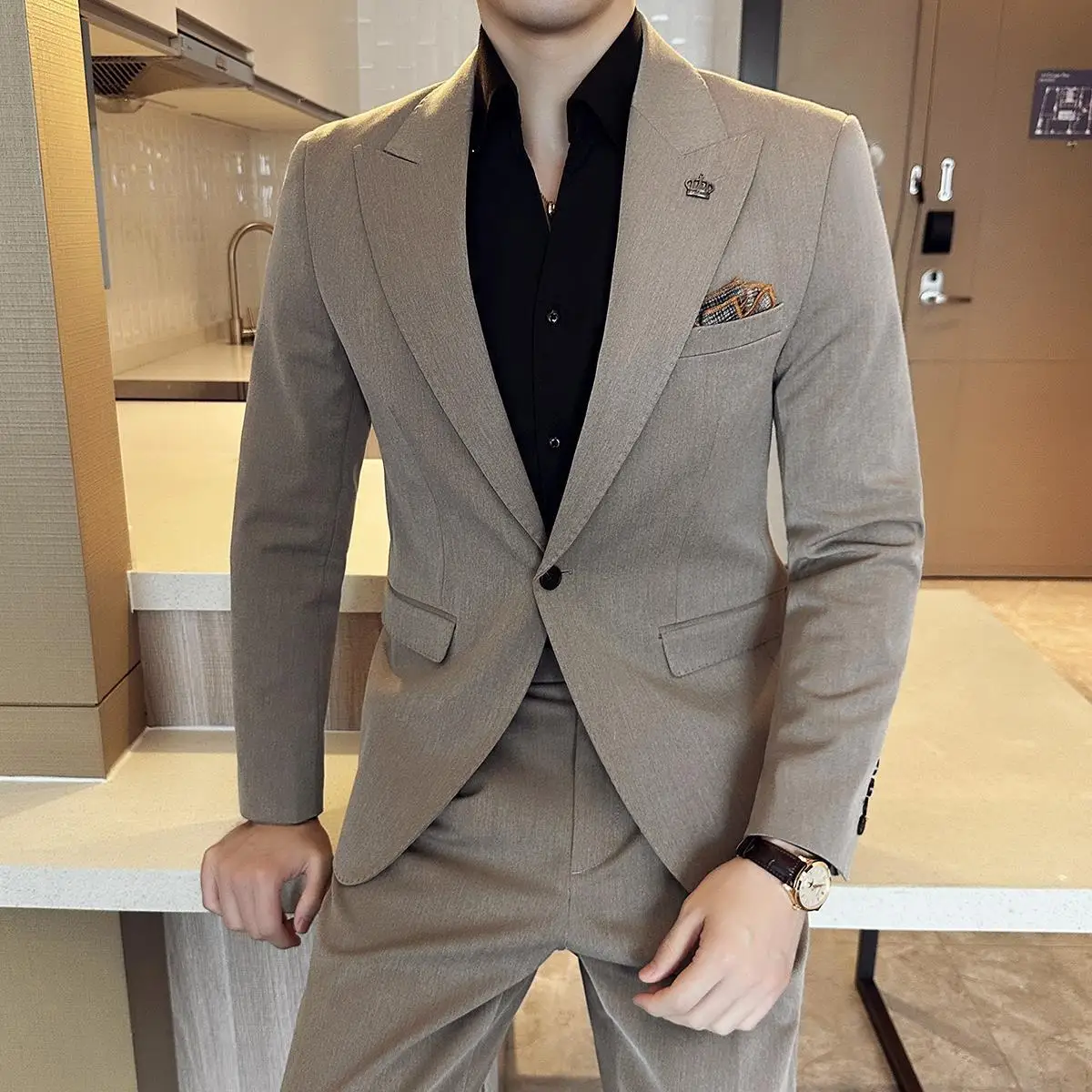 Ba50017 peaked lapel seven-color suit for men business casual formal slim groom wedding suit three-piece suit