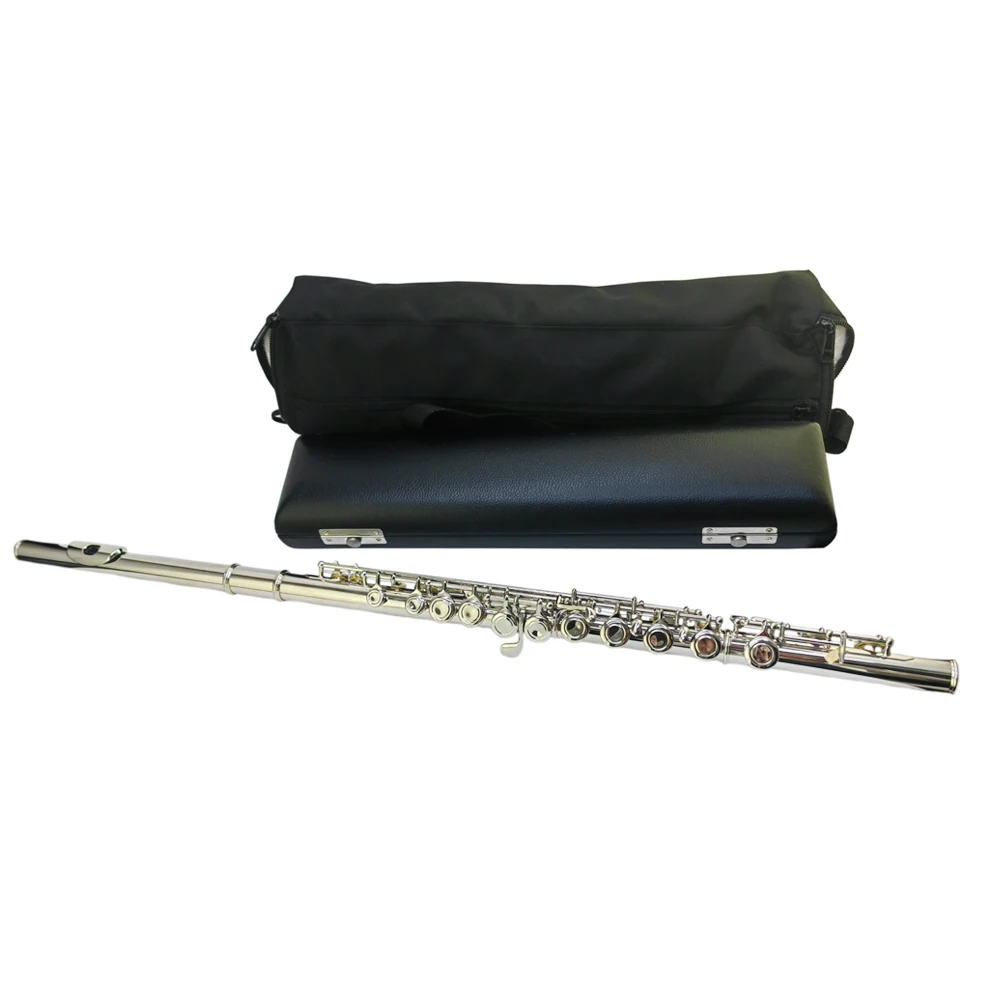 

High quality nickel plated button C-tone 16 hole flute with E-key white copper tube body, left and backhand flute