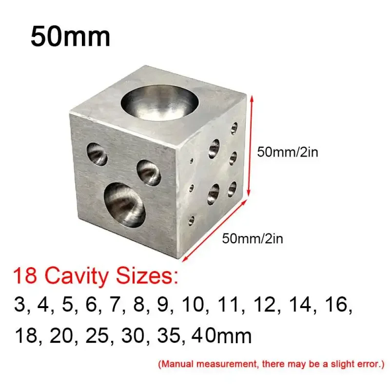 Imagem -03 - Bloco de Dapping de Aço Quadrado Morrer Cubo de Dapping de Aço 17 Peças Kit de Perfuração Côncava Semicircular de Círculo Redondo 1.5