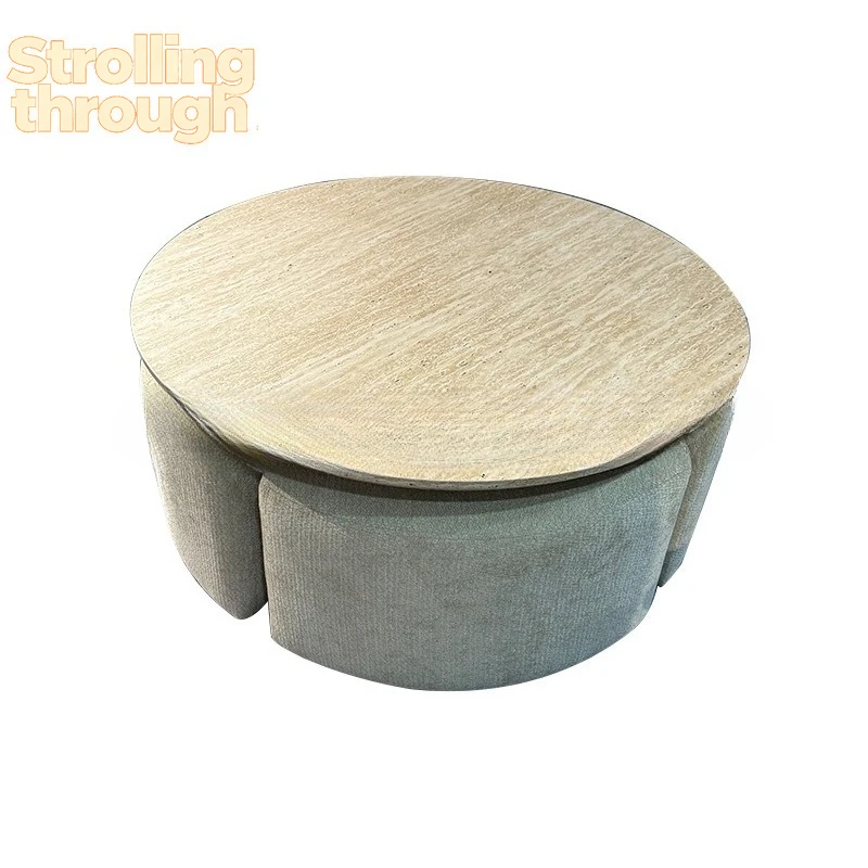 

Modern log style home coffee table household small apartment simple set designer creative round tea table